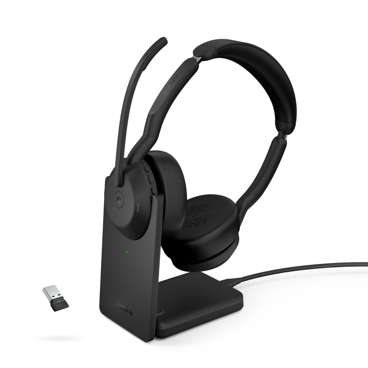 Jabra Evolve2 55 Link 380 USB-A MS Stereo Headset and Stand Jabra Evolve2 55 Link 380 USB-A MS Stereo Headset and Stand